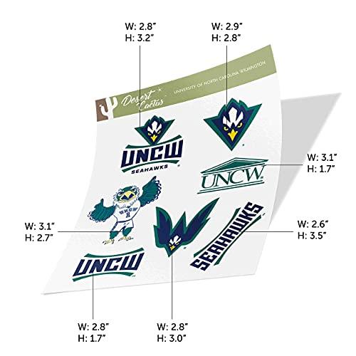 University of North Carolina Wilmington UNCW Seahawks Sticker Vinyl Decal Laptop Water Bottle Car Scrapbook (Type 2 Sheet) - 757 Sports Collectibles