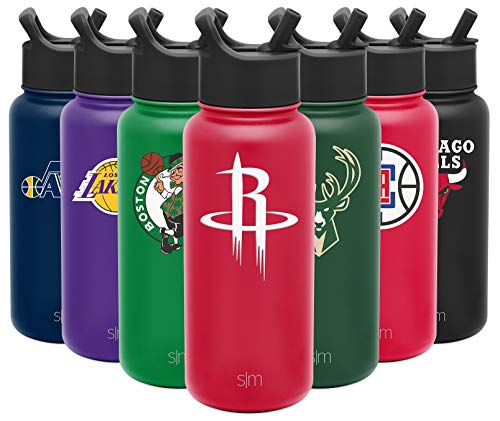 Simple Modern NBA Houston Rockets 32oz Water Bottle with Straw Lid Insulated Stainless Steel Summit - 757 Sports Collectibles