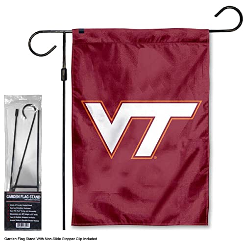 Virginia Tech Hokies VT Logo Garden Banner Flag with Stand Pole Holder - 757 Sports Collectibles