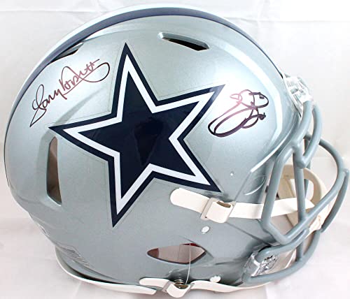 Tony Dorsett/Emmitt Smith Autographed Dallas Cowboys F/S Speed Authentic Helmet-Beckett W Hologram - 757 Sports Collectibles