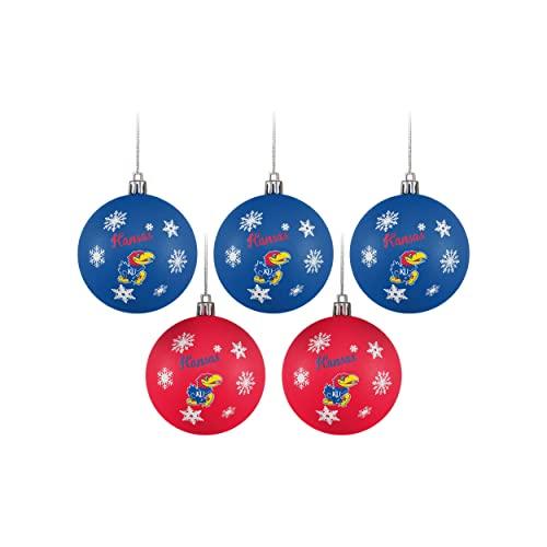 FOCO Kansas Jayhawks NCAA 5 Pack Shatterproof Ball Ornament Set - 757 Sports Collectibles
