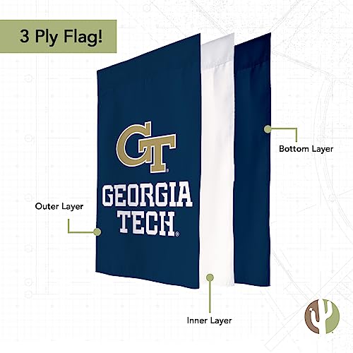 Georgia Tech Garden Flag Yellow Jackets GT Institute of Technology Banner 100% Polyester (Design C) - 757 Sports Collectibles