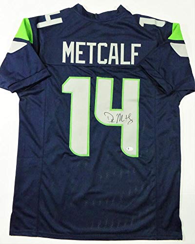 DK Metcalf Autographed Blue Pro Style Jersey - Beckett W Auth 4 - 757 Sports Collectibles
