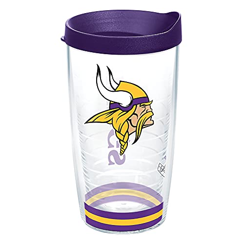 Tervis Made in USA Double Walled NFL Minnesota Vikings Arctic Insulated Tumbler Cup Keeps Drinks Cold & Hot, 16oz, Clear - 757 Sports Collectibles