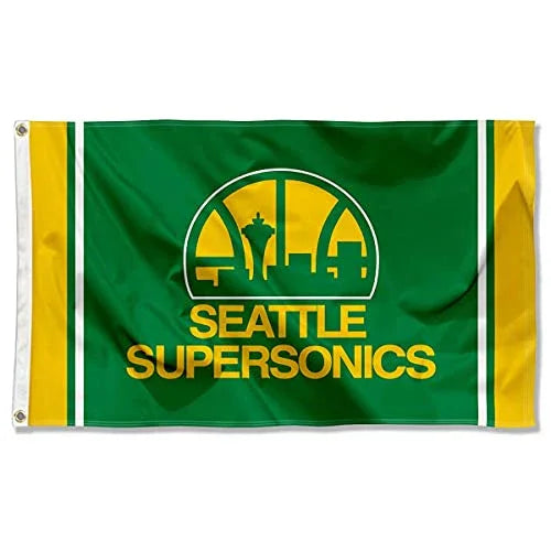 WinCraft Seattle Supersonics Hardwood Vintage Retro Throwback Indoor Outdoor Flag - 757 Sports Collectibles