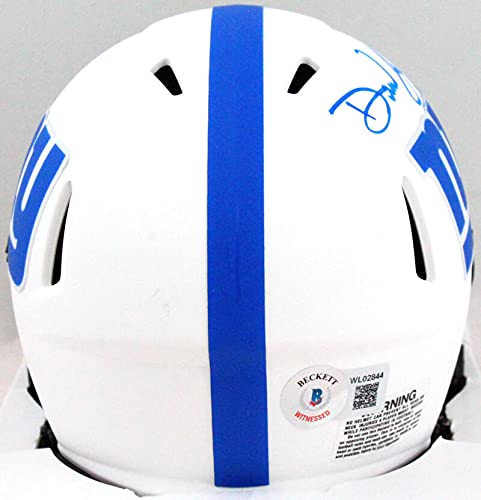Daniel Jones Autographed New York Giants Lunar Speed Mini Helmet- Beckett WBlue - 757 Sports Collectibles