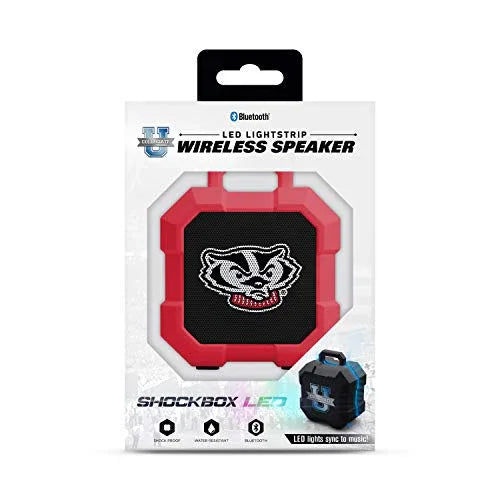 NCAA Wisconsin Badgers Shockbox LED Wireless Bluetooth Speaker, Team Color - 757 Sports Collectibles