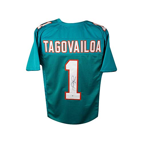 Tua Tagovailoa Autographed Miami Dolphins Custom Football Jersey - BAS COA - 757 Sports Collectibles