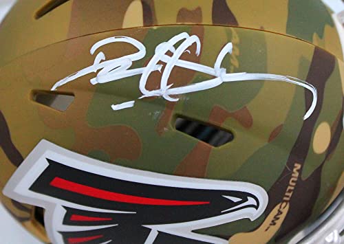 Deion Sanders Autographed Atlanta Falcons Camo Speed Mini Helmet- Beckett W Hologram White - 757 Sports Collectibles