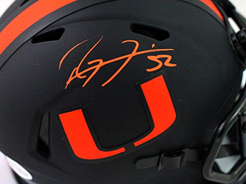 Ray Lewis Autographed Miami Hurricanes Eclipse Speed Mini Helmet- Beckett W Auth - 757 Sports Collectibles
