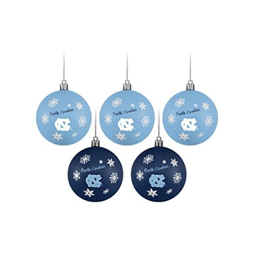 FOCO North Carolina Tar Heels NCAA 5 Pack Shatterproof Ball Ornament Set - 757 Sports Collectibles