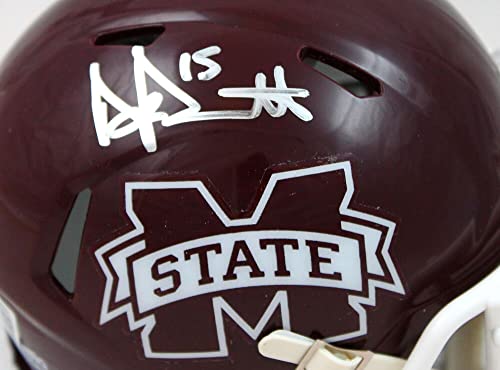 Dak Prescott Autographed Mississippi State Speed Mini Front Helmet-Beckett W Hologram Silver - 757 Sports Collectibles
