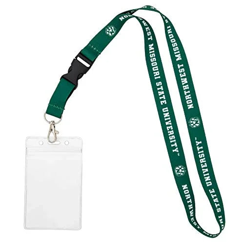 Northwest Missouri State University Bearcats NW MO Car Keys College ID Badge Holder Lanyard Keychain Detachable Breakaway Snap Buckle (w/ Pouch Green) - 757 Sports Collectibles