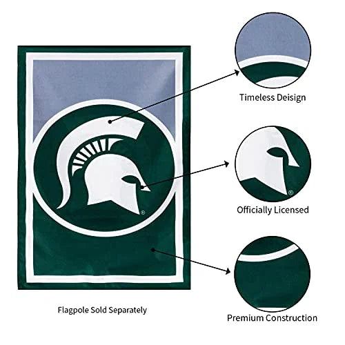 Team Sports America NCAA Double Sided Michigan State University House Flag Officially Licensed Sports Flag for Home Office Yard Sports Gift - 757 Sports Collectibles
