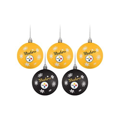 FOCO Pittsburgh Steelers NFL 5 Pack Shatterproof Ball Ornament Set - 757 Sports Collectibles
