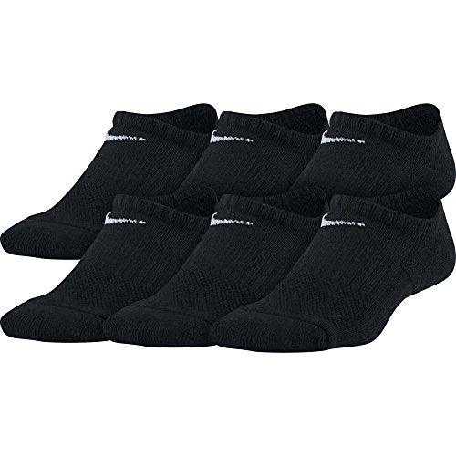 Nike Kids' Everyday Cushioned No-Show Socks (6 Pair), Black/White, Medium - 757 Sports Collectibles
