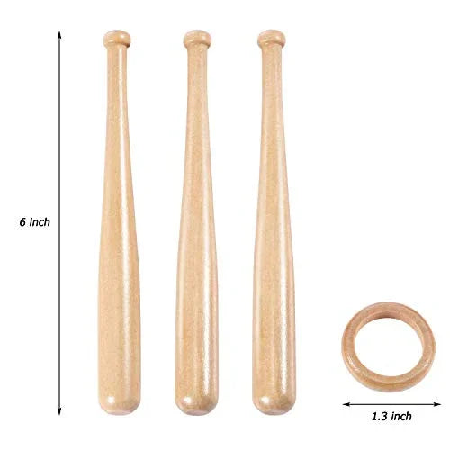 BaseGoal Wooden Baseball Softball Stand Display Consists of 3 Mini Baseball Bat and 1 Wooden Circles - 757 Sports Collectibles