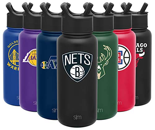 Simple Modern NBA Brooklyn Nets 32oz Water Bottle with Straw Lid Insulated Stainless Steel Summit - 757 Sports Collectibles