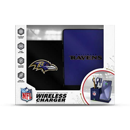 NFL Baltimore Ravens Wireless Charger and Desktop Organizer, Team Color - 757 Sports Collectibles