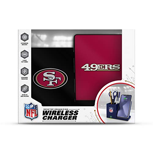 NFL San Francisco 49ers Wireless Charger and Desktop Organizer, Team Color - 757 Sports Collectibles