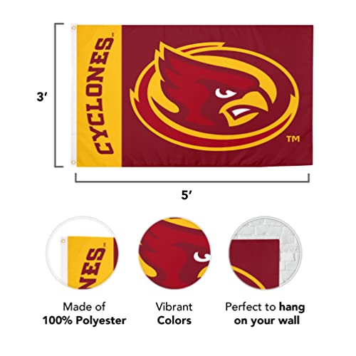 Desert Cactus Iowa State University Flag Cyclones ISU Flags Banners 100% Polyester Indoor Outdoor 3x5 (Team Name) - 757 Sports Collectibles