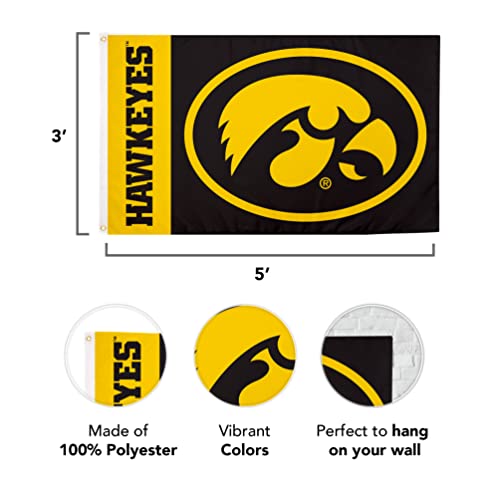 Desert Cactus University of Iowa Flag Hawkeyes Flags Banners 100% Polyester Indoor Outdoor 3x5 (Team Name) - 757 Sports Collectibles