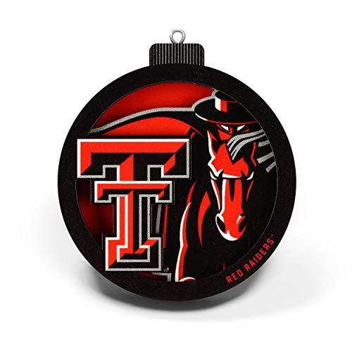 YouTheFan NCAA Texas Tech Red Raiders 3D Logo Series Ornament, team colors - 757 Sports Collectibles