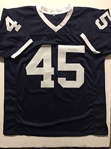 Autographed/Signed Rudy Ruettiger Notre Dame Blue College Football Jersey JSA COA - 757 Sports Collectibles