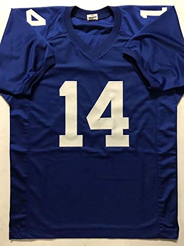 Autographed/Signed YA Y.A. Tittle"HOF 71" New York Giants Blue Football Jersey JSA COA - 757 Sports Collectibles