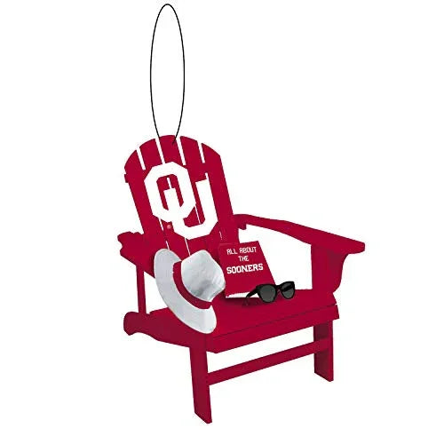 Team Sports America NCAA University of Oklahoma Stunning Beach Adirondack Chair Christmas Ornament - 3" Long x 3" Wide x 3" High - 757 Sports Collectibles