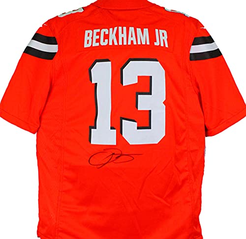 Odell Beckham Signed Orange Nike Game Jersey-Beckett W Hologram Black - 757 Sports Collectibles