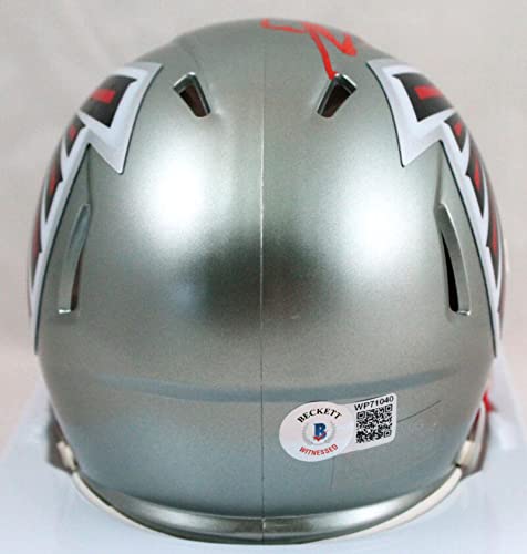 Deion Sanders Autographed Atlanta Falcons Flash Mini Helmet-Beckett W Hologram Red - 757 Sports Collectibles