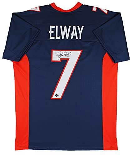 John Elway Authentic Signed Navy Blue Pro Style Jersey BAS Witnessed - 757 Sports Collectibles