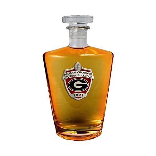 Heritage Pewter 2021-2022 National Champions Georgia Bulldogs Royal Decanter with 3D Stopper | 30 OZ Liquor Pourer | Expertly Crafted Pewter Glass - 757 Sports Collectibles