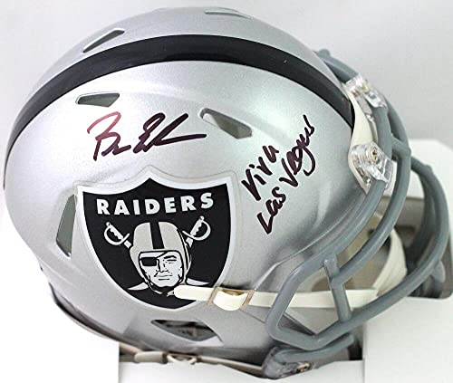 Bryan Edwards Autographed Raiders Speed Mini Helmet w/Viva Las Vegas-Beckett W Black - 757 Sports Collectibles