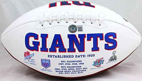 Michael Strahan Autographed New York Giants Logo Football-Beckett W Hologram - 757 Sports Collectibles