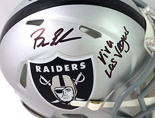 Bryan Edwards Autographed Raiders Speed Mini Helmet w/Viva Las Vegas-Beckett W Black - 757 Sports Collectibles