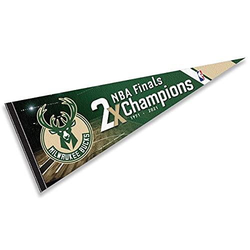 WinCraft Milwaukee Bucks 2 Time Champions Pennant Flag - 757 Sports Collectibles