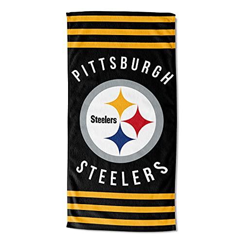 The Northwest Company Northwest NFL Pittsburgh Steelers Stripes Beach Towel, 30" x 60" , Black - 757 Sports Collectibles