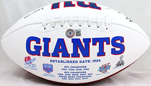 Michael Strahan Autographed New York Giants Logo Football w/HOF-Beckett W Hologram - 757 Sports Collectibles