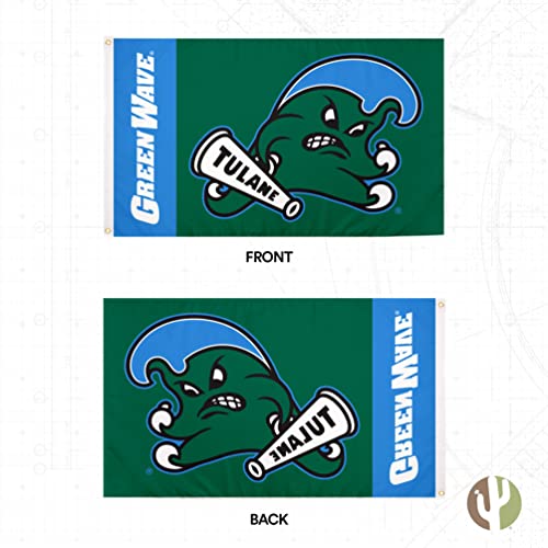 Desert Cactus Tulane University Flag Green Wave Flags Banners 100% Polyester Indoor Outdoor 3x5 (Team Name) - 757 Sports Collectibles