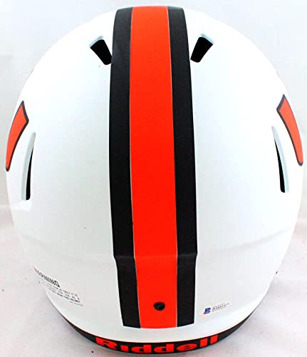 Ray Lewis Autographed Miami Hurricanes Lunar Speed Helmet- Beckett W Orange - 757 Sports Collectibles
