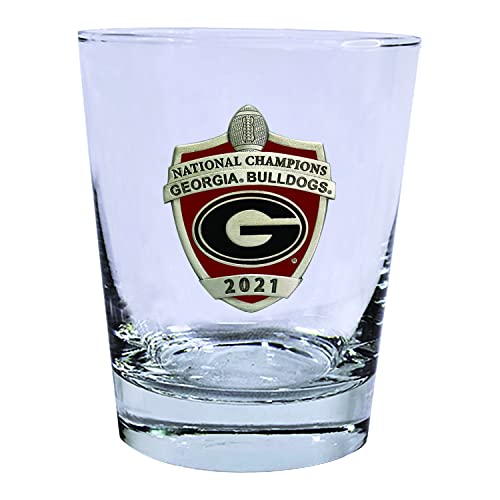 Heritage Pewter 2021-2022 National Champions Georgia Bulldogs Double Old Fashion | Double Rocks Glass 14 OZ for Liquor | Expertly Crafted Pewter Glass - 757 Sports Collectibles