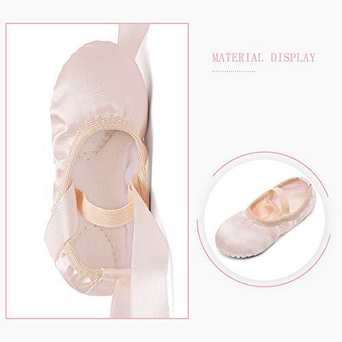 Stelle Girls Ballet Dance Shoes Satin Slippers Gymnastics Flats Split Sole with Ribbon (BP, 10MT) - 757 Sports Collectibles