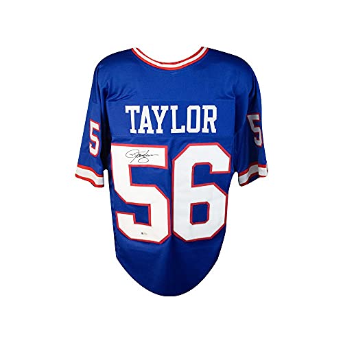 Lawrence Taylor Autographed New York Giants Custom Football Jersey - BAS COA - 757 Sports Collectibles
