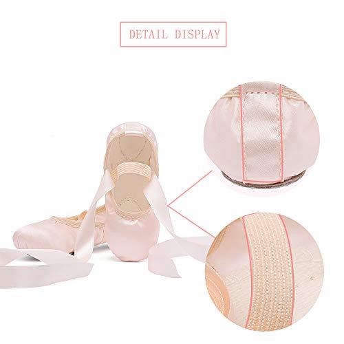 Stelle Girls Ballet Dance Shoes Satin Slippers Gymnastics Flats Split Sole with Ribbon (BP, 10MT) - 757 Sports Collectibles