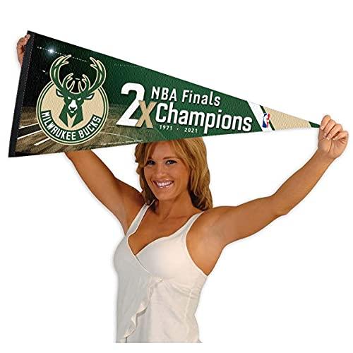 WinCraft Milwaukee Bucks 2 Time Champions Pennant Flag - 757 Sports Collectibles