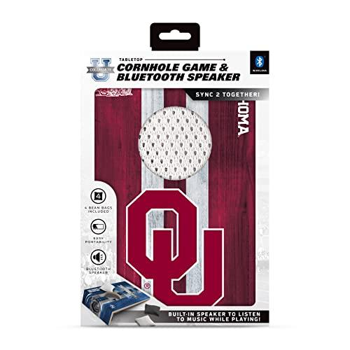SOAR NCAA Tabletop Cornhole Game and Bluetooth Speaker, Oklahoma Sooners - 757 Sports Collectibles