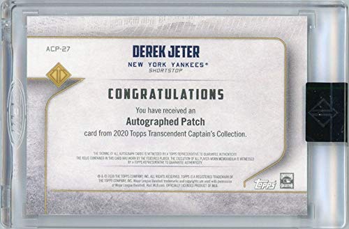 Derek Jeter 2020 Topps Transcendent Captain Collection Jumbo Patch Autograph 1/1 - 757 Sports Collectibles