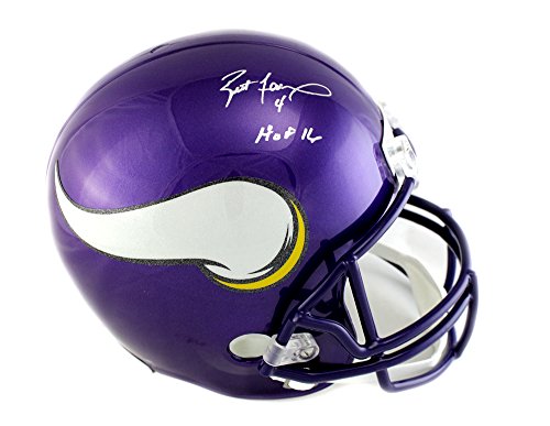 Brett Favre Autographed/Signed Minnesota Vikings Riddell Full Size NFL Helmet With "HOF 16" Inscription - 757 Sports Collectibles